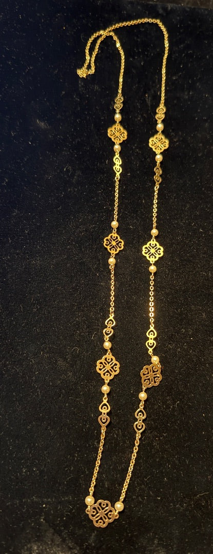 1990's Gold tone Filigree 32" Avon Necklace
