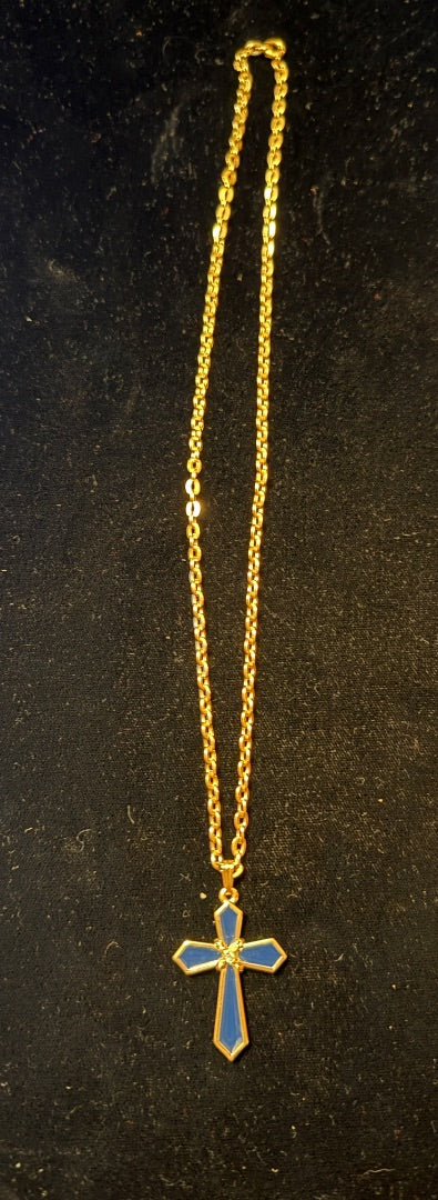 Brushed Gold Florentine Finish Cross Avon 1976 Necklace