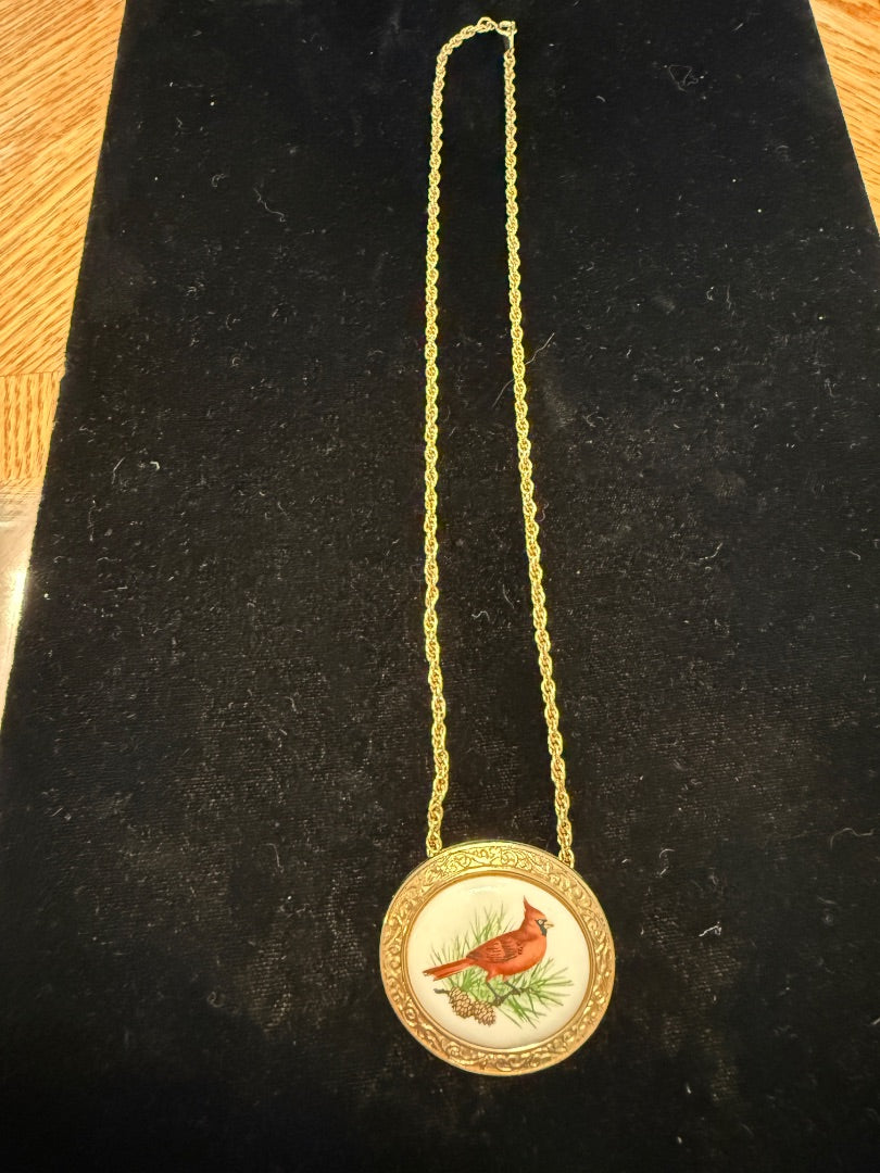 1982 Crimson Crest Cardinal Avon Necklace Brooch Set