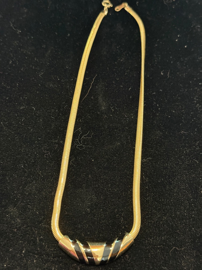 Blac / Enamel Gold Tone Choker Avon Necklace