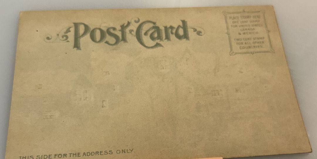 New Year Wishes Kind And True HTL Hold to the Light Vintage Postcard Village Water Mill