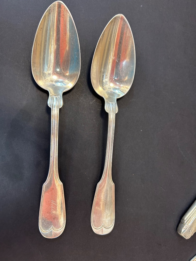 SILVER plate serving spoons