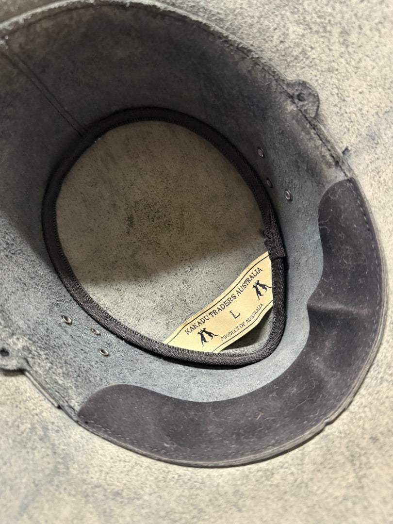 Dark Brown Kakadu Traders Australia Leather Cowboy Hat, Large