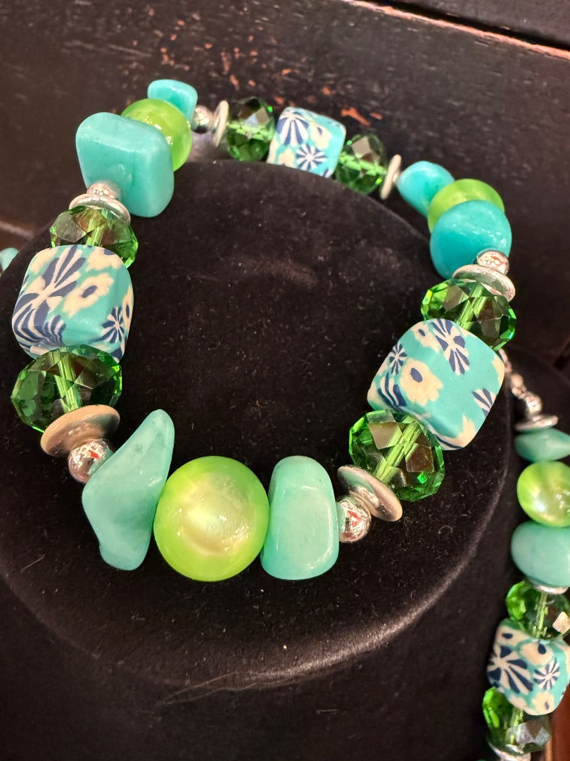 Green Turqoise necklace set