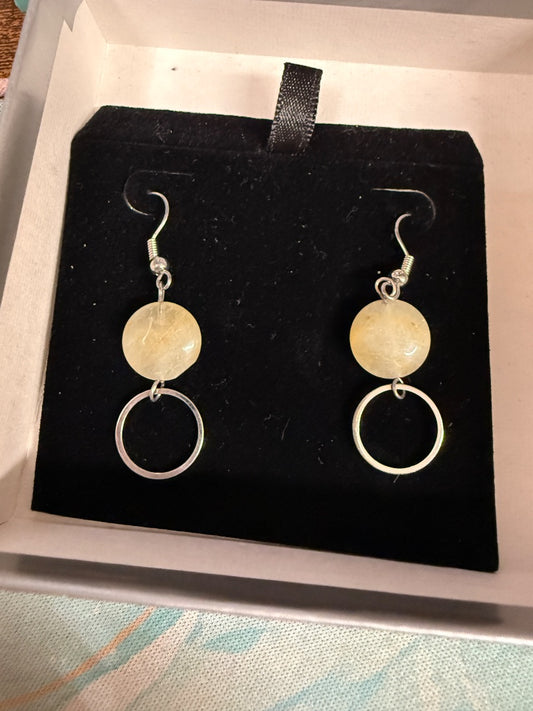 Yellow Jade Teardrop Earrings
