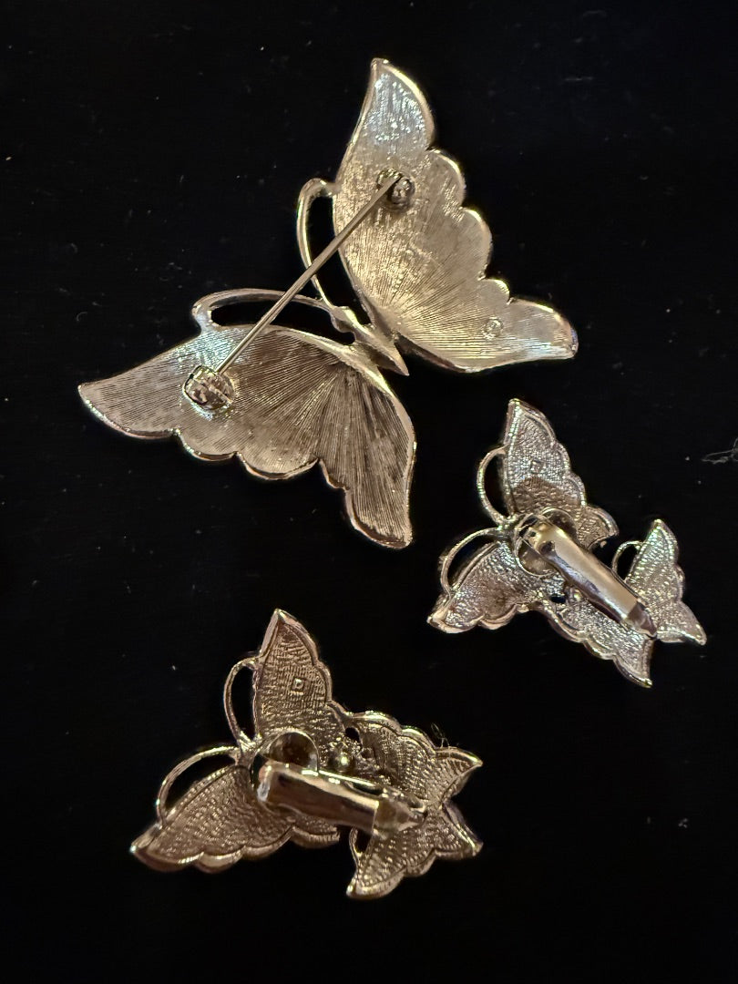 AVON Butterfly Brooch Earring Set