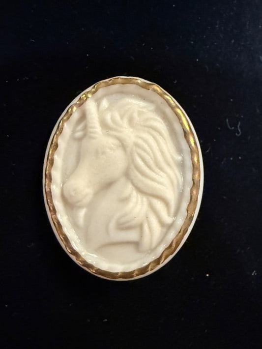 White AVON Cameo Unicorn Rare Brooch 1980's