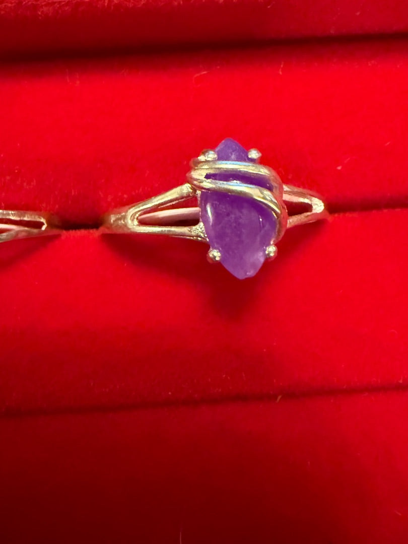Avon Purple Jade Marquise Dyed Cabochon Size 7.5 Ring