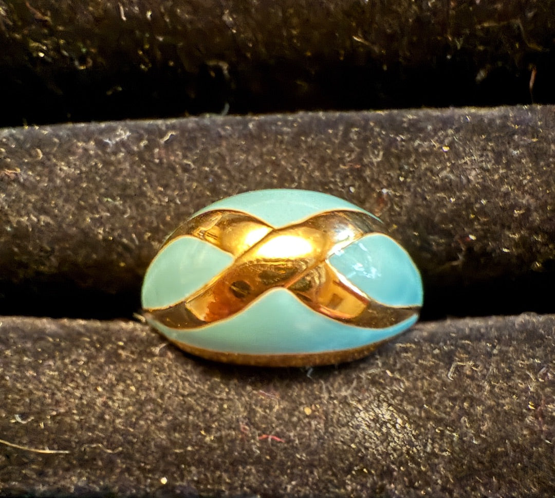 AVON Blue / Gold Avon Ring, 6.75