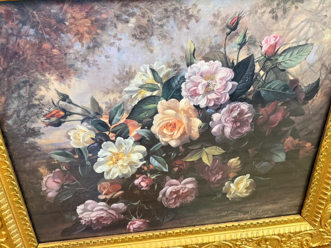 Gold Antique gold Frame floral print