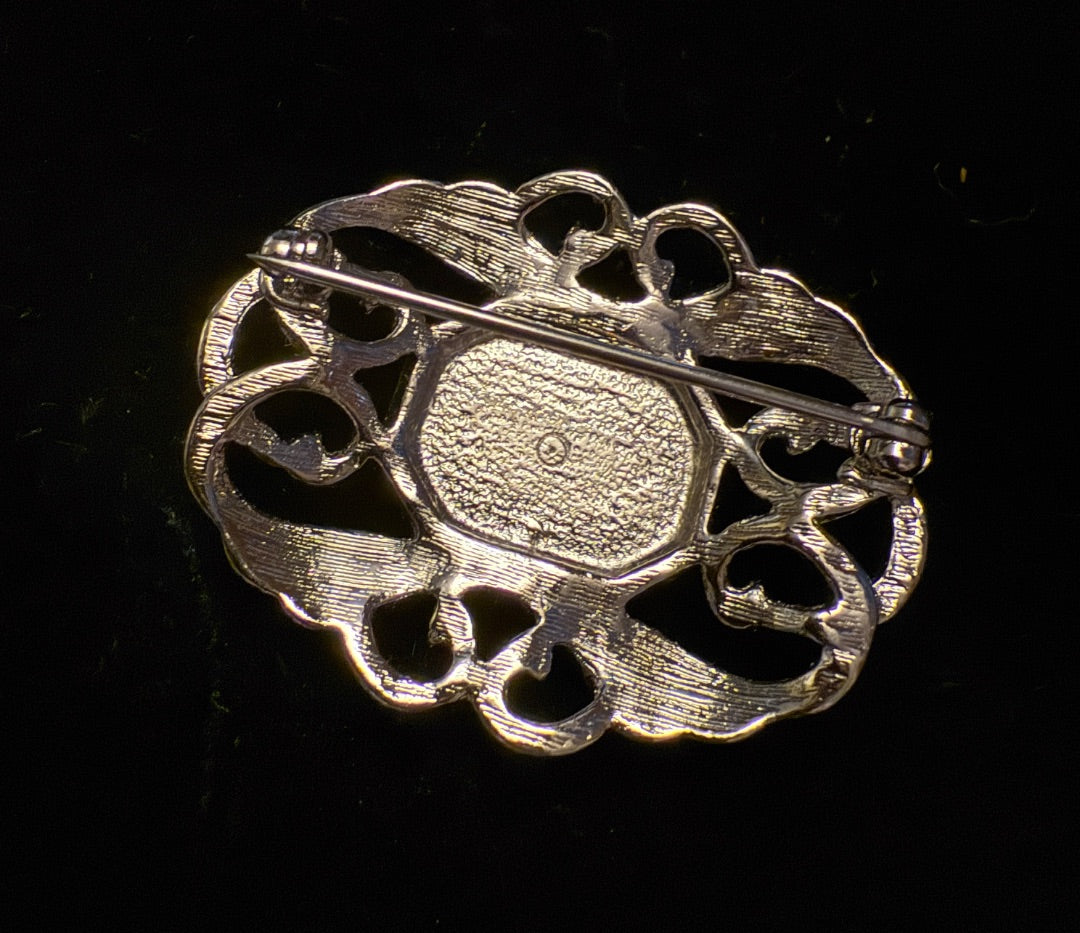 Avon Silver toned Blue Brooch pin