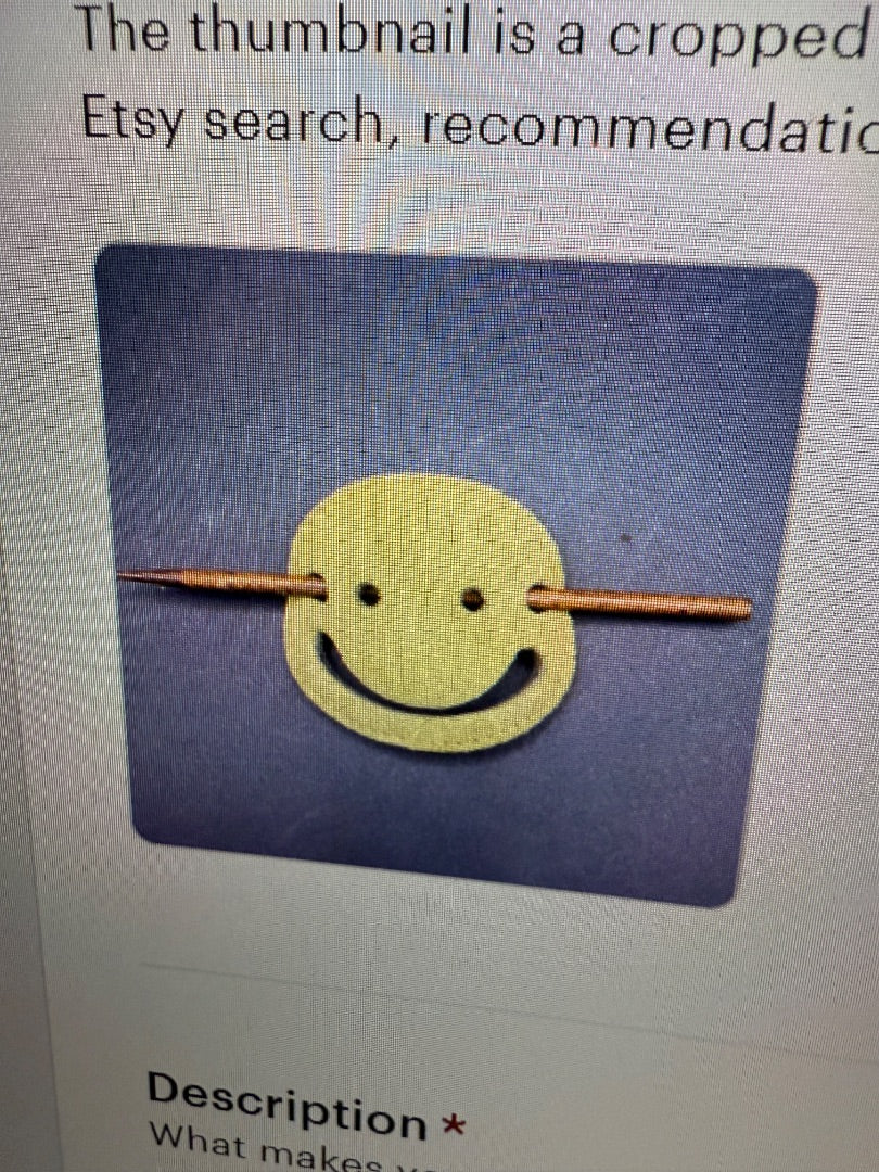 Vintage 70's Smiley Face Leather Hippie Hair Pin
