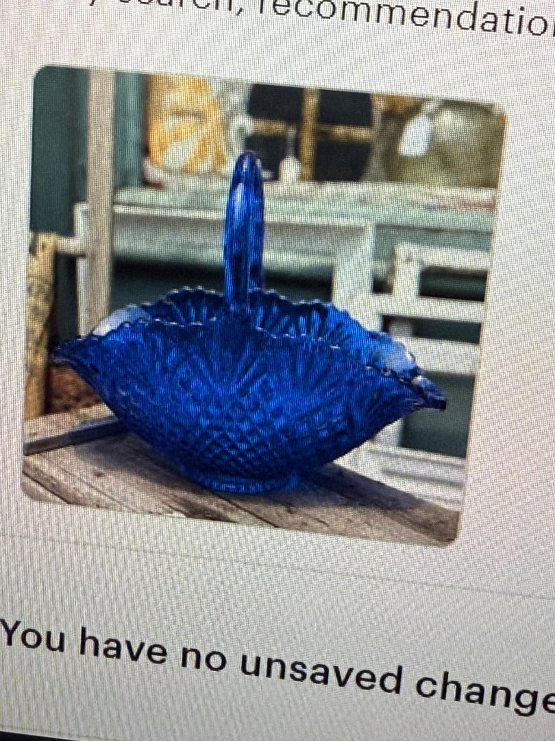 X Large FENTON cobalt blue glass basket