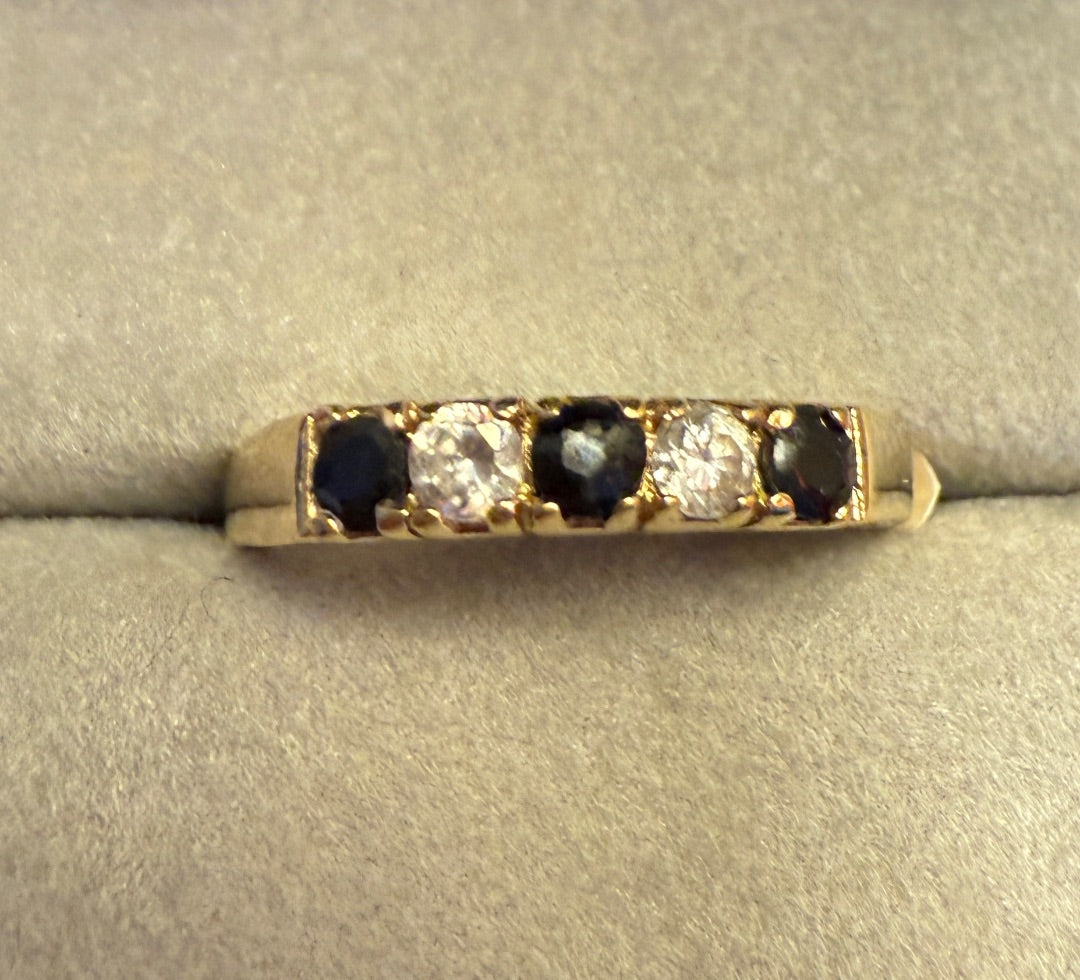 Blue Sapphire CZ Gold AVON Ring, 9
