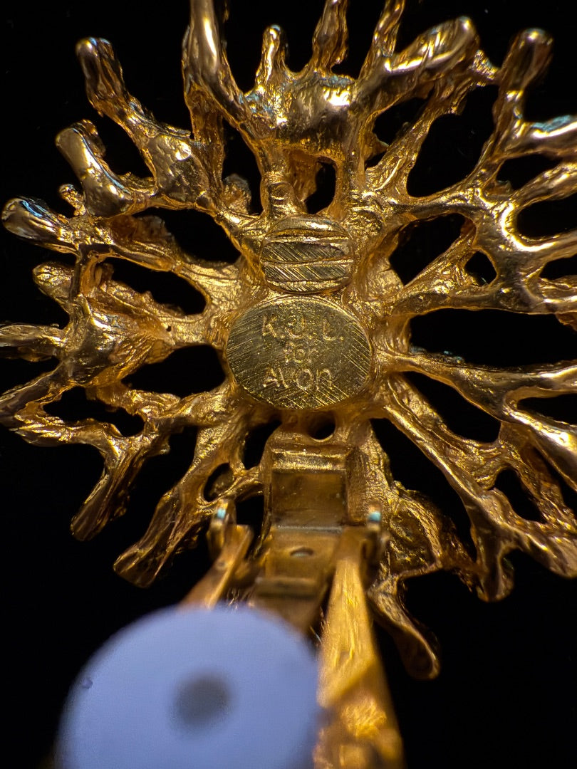 KJL Kenneth Jay Lane AVON Clip Earrings Gold Starburst