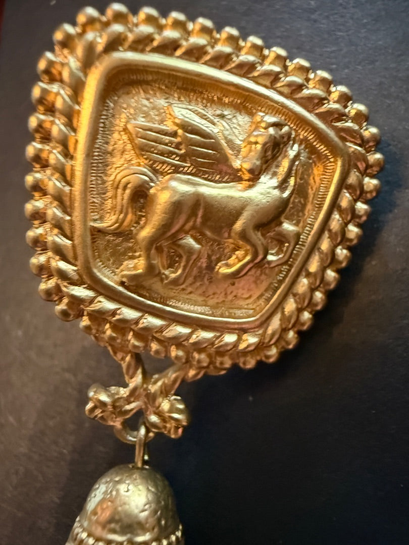 1980's Pegasus Clip Earrings