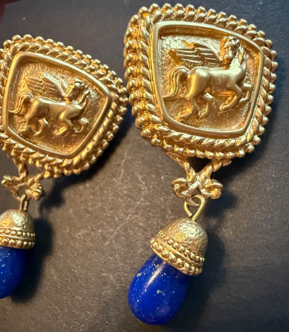 1980's Pegasus Clip Earrings