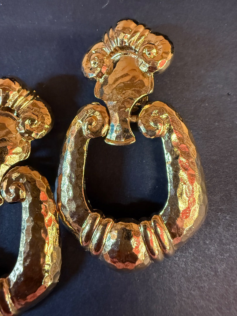 Jose Barberra Door Knocker Clip Earrings