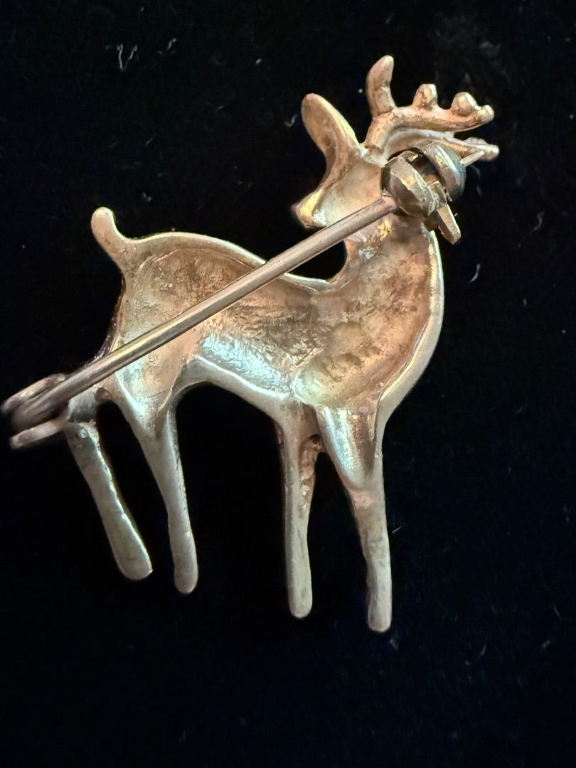 Silver Glimmer Reindeer Christmas Pin
