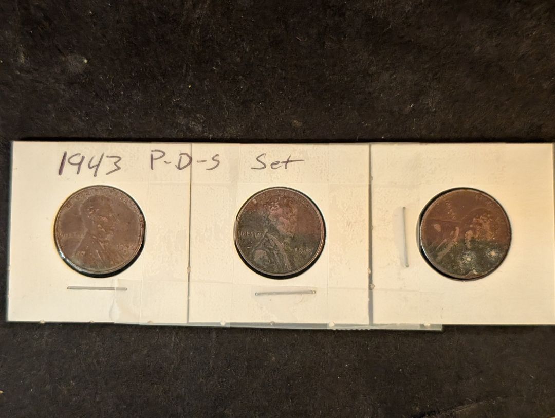 1943 Steel Lincoln Wheat Cent P-D-S Set