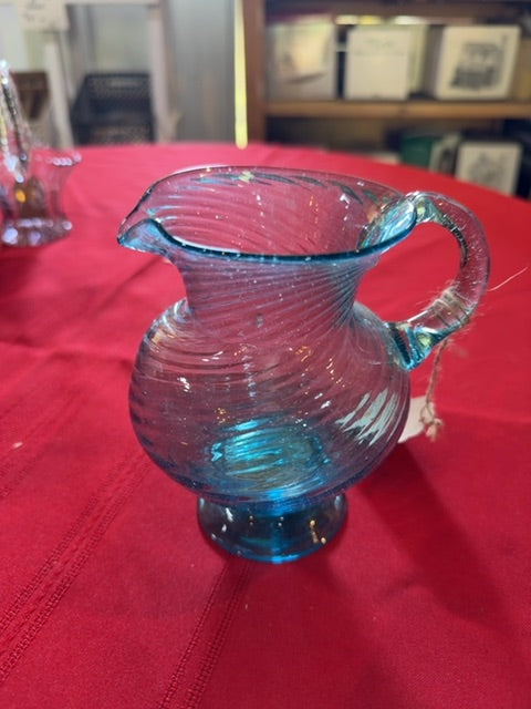 Hand blown teal glass