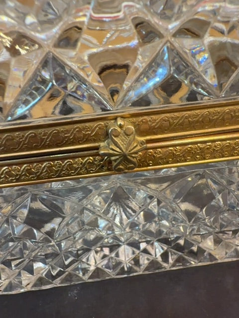 French Cut Crystal Dresser Table Jewelry Box