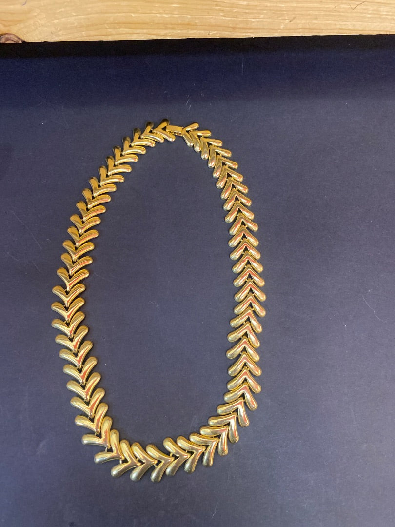 Gold plated chevron link necklace