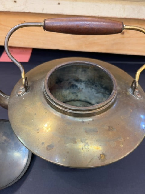 Copper and brass tea kettle