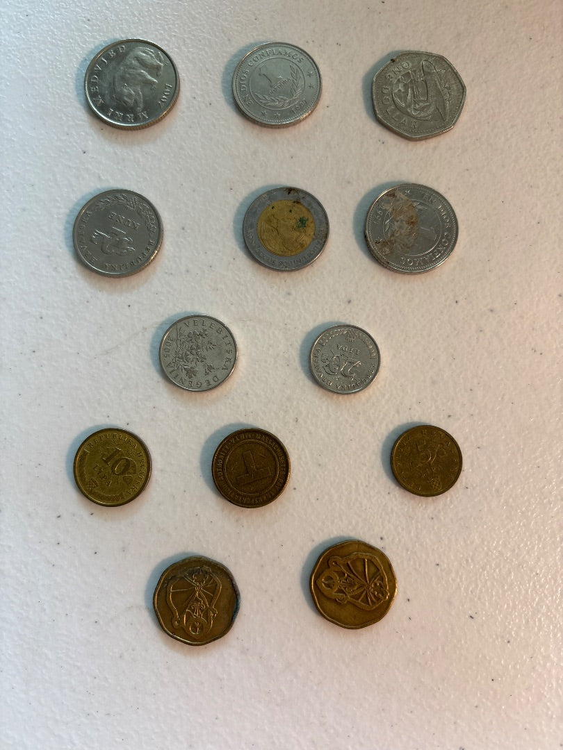 13 Foreign Coins Mixture