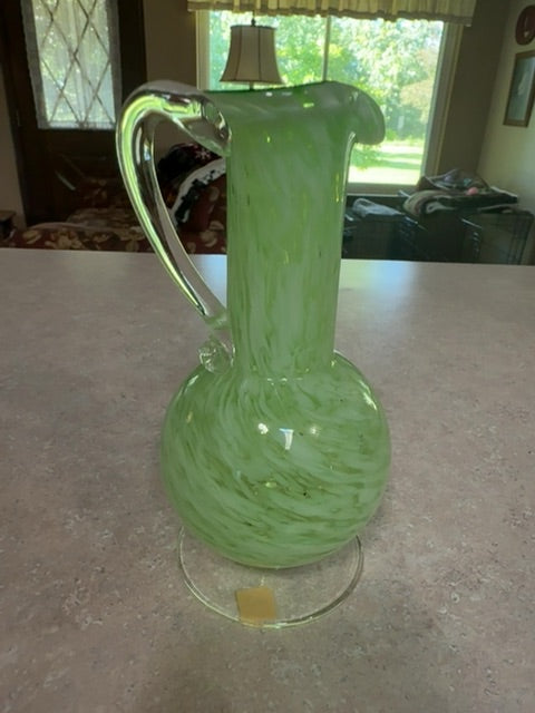 Vtg hand blown green swirl
