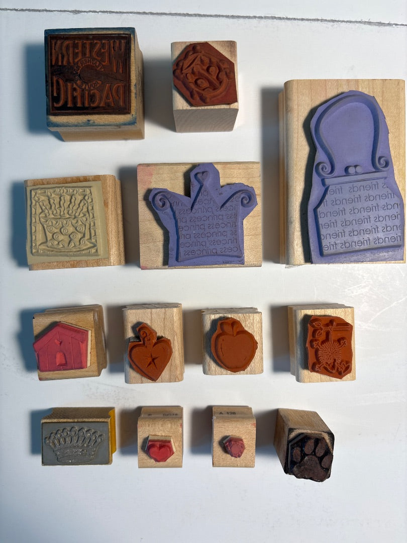 Lot of 13 Rubber Stamps Variety