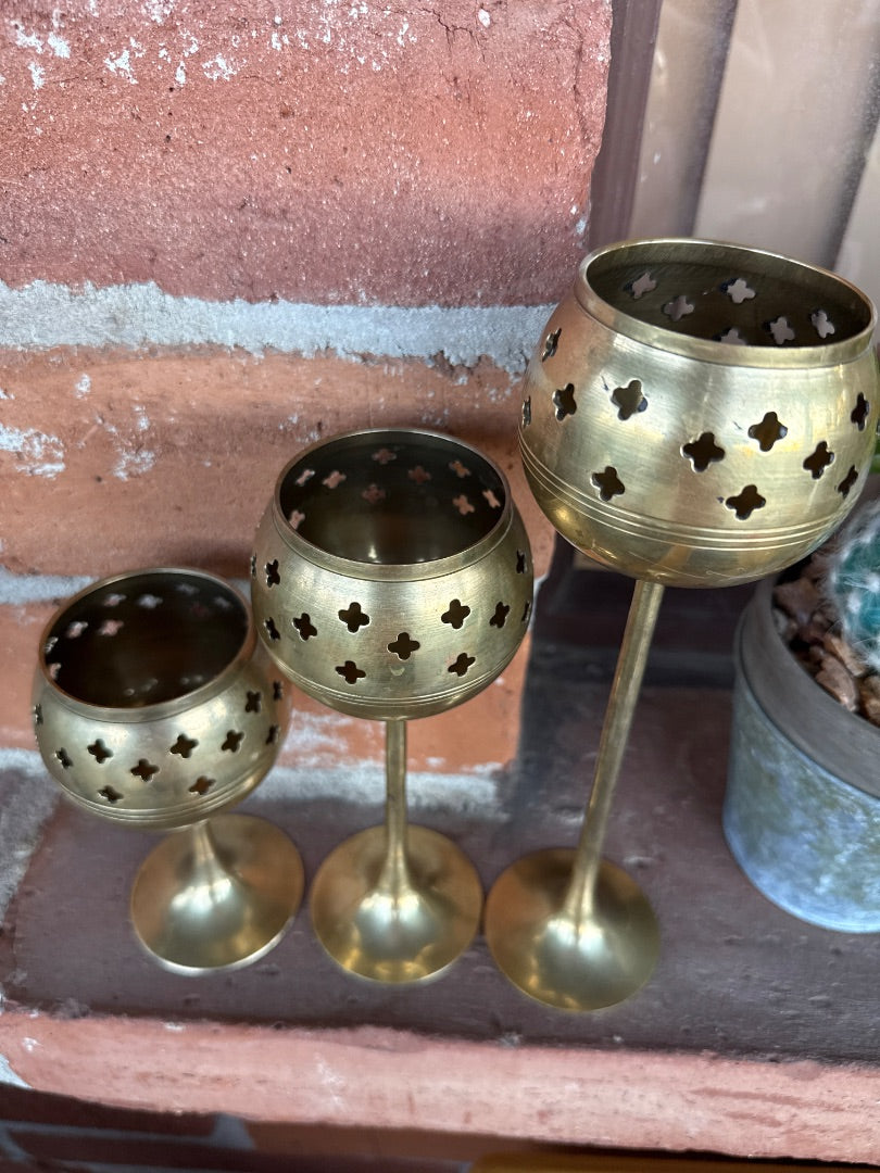 3 Brass candle holders