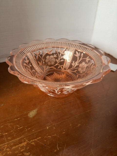 Pink depression glass bowl
