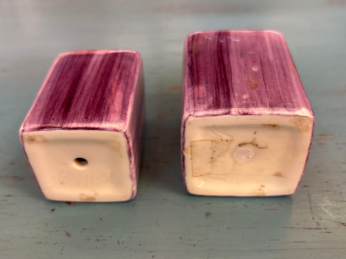 Purple Salt & pepper Kelloggs Pottery