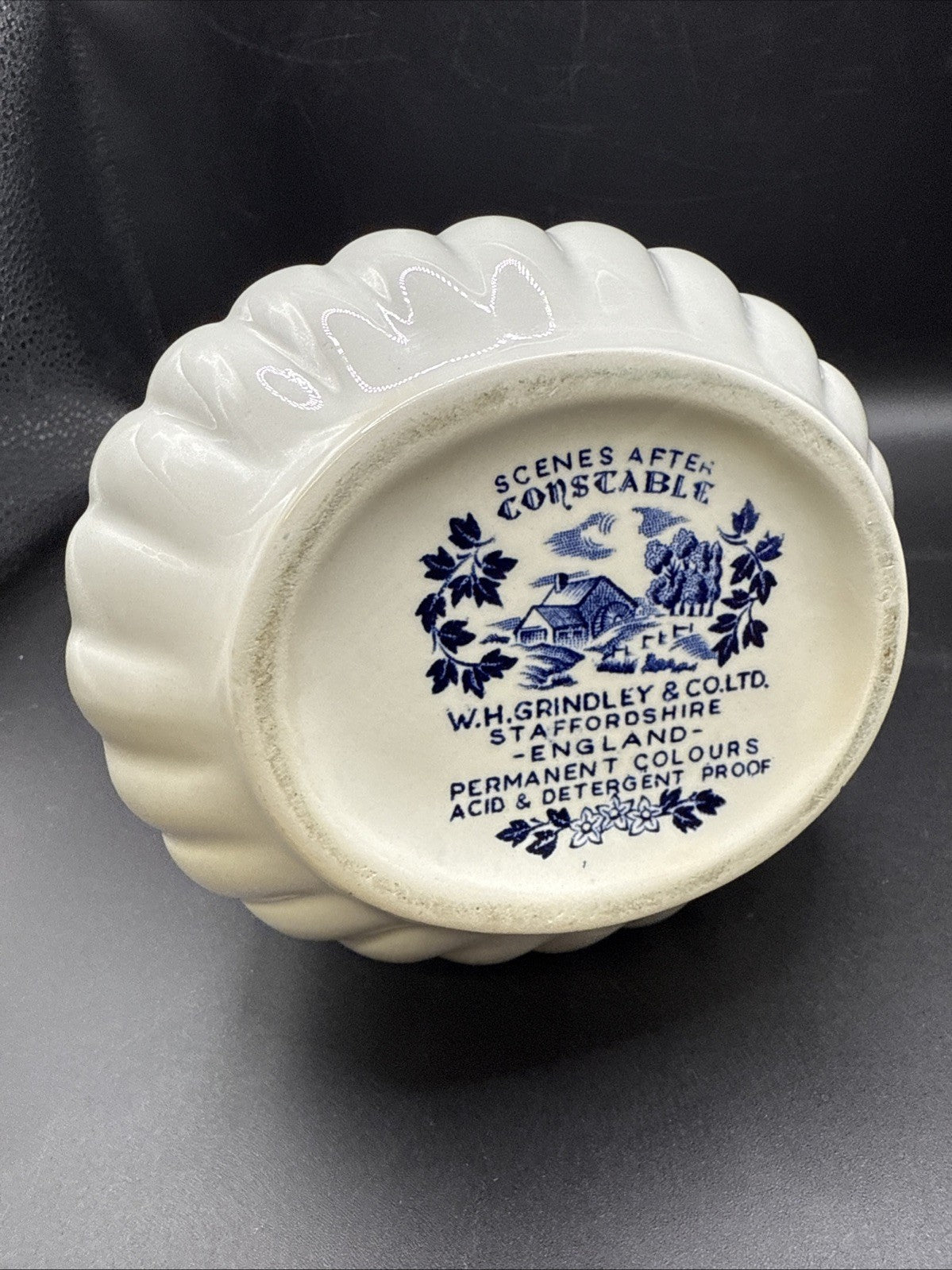 Rare W.H Grindley Porcelain Pitcher Constable Summer Morning Blue Transferware