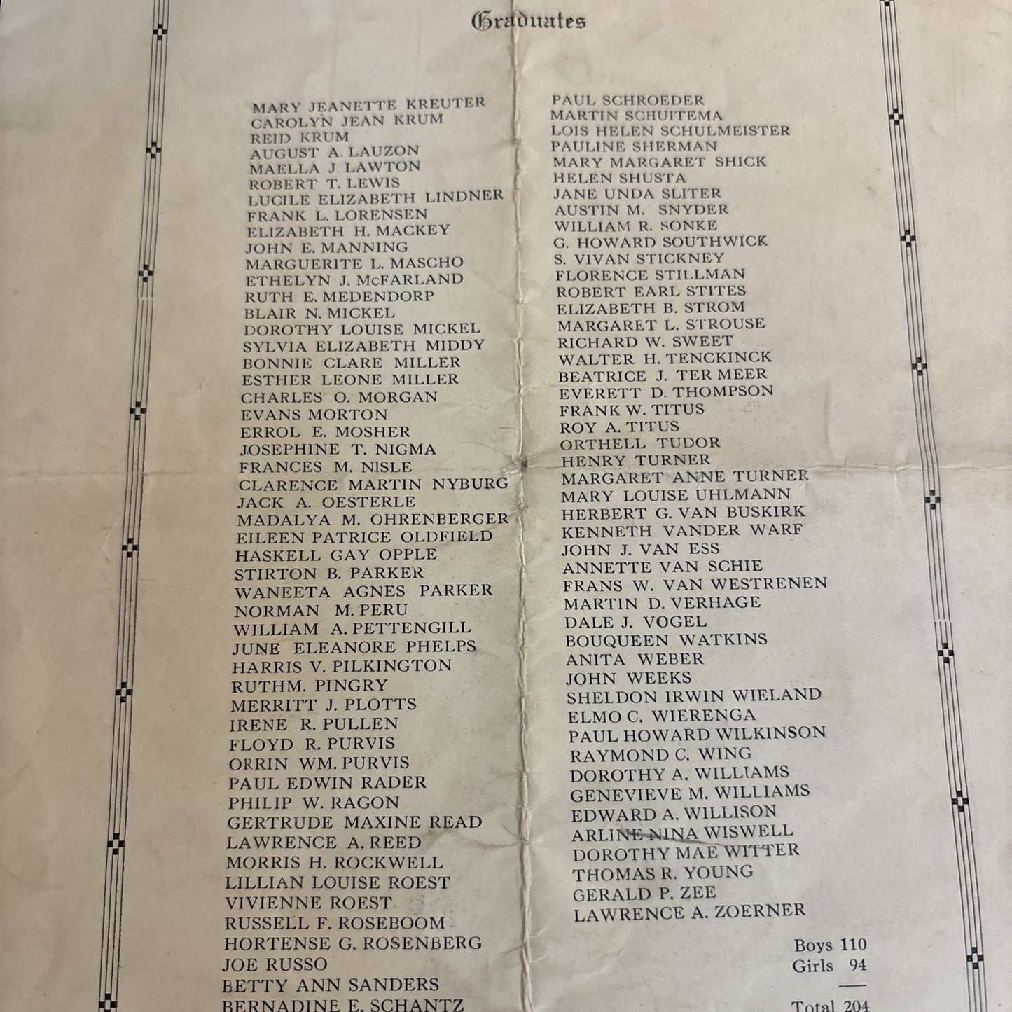 1930 Commencement brochure Grand Rapids Michigan South High School