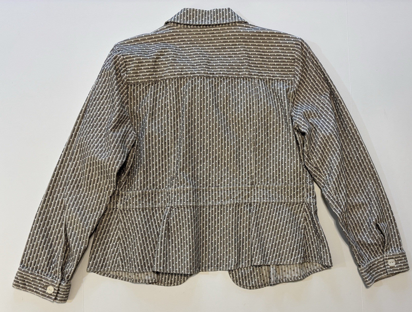 GSK Womens Button Blazer Jacket Christopher Banks Size Lg Brown/White Pleats