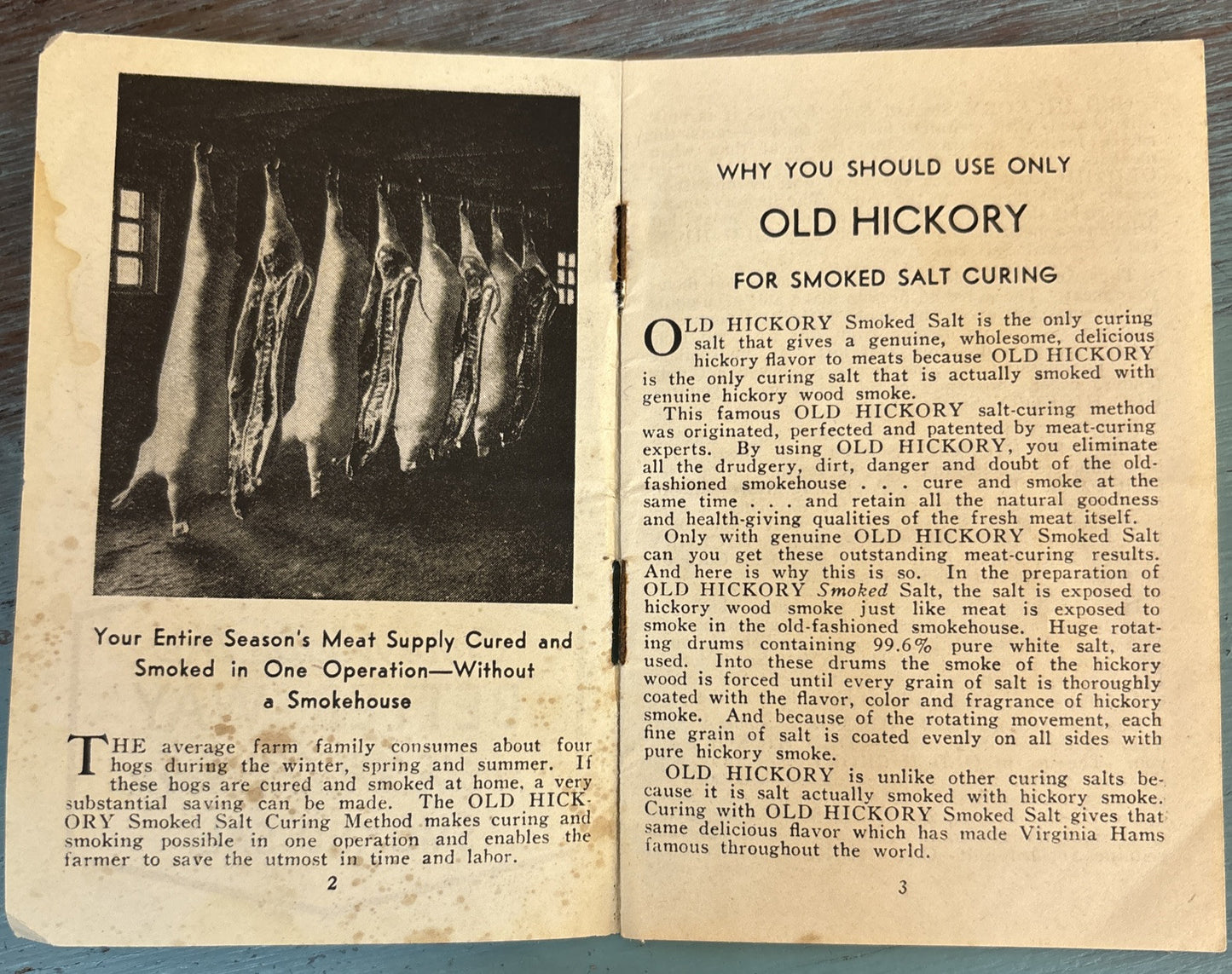 c1933 Old Hickory Smoked Salt Cure Meats The Better Way Booklet Chicago IL