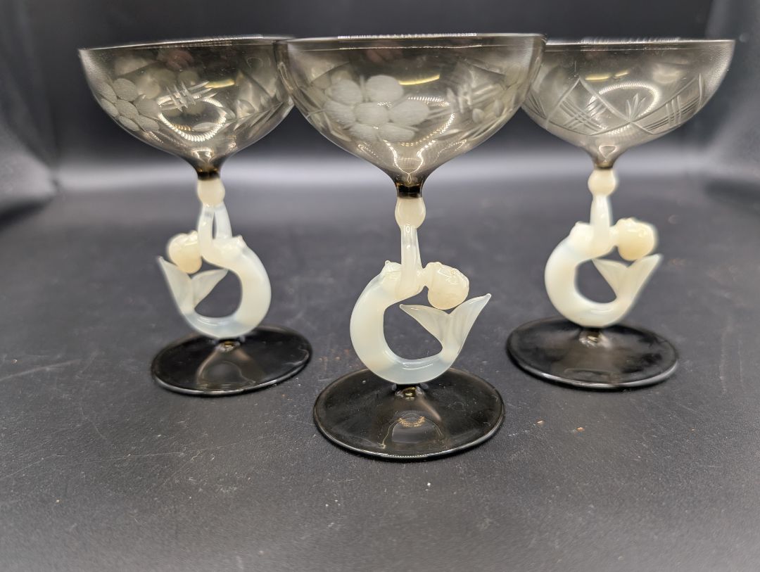 Smokey Bimini Mermaid Cut Glass