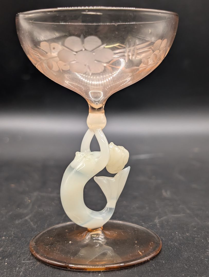 Pink Bimini Mermaid Cut Glass Cup