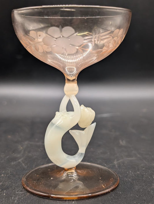 Pink Bimini Mermaid Cut Glass Cup