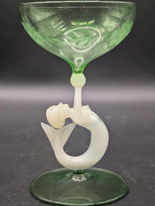 Green Bimini Mermaid Cut Glass