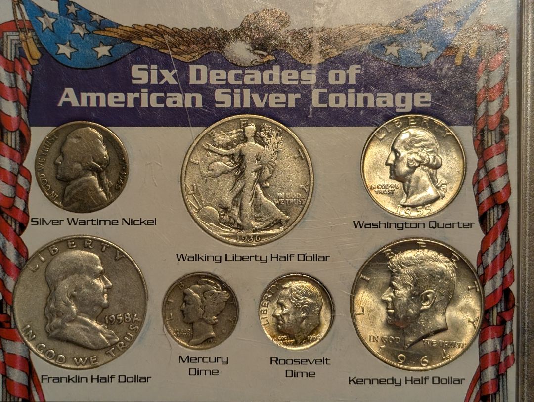Silver coin collection.