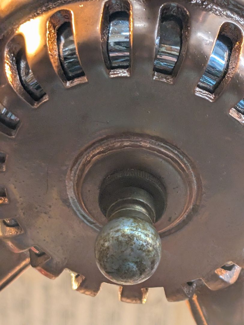 Cast iron, and sandwich Glass chandelier