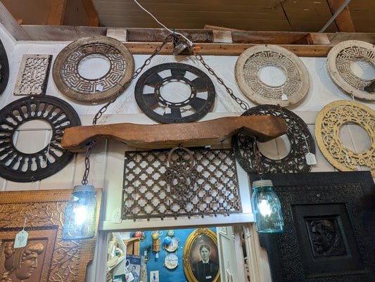 Primitive training yolk chandelier