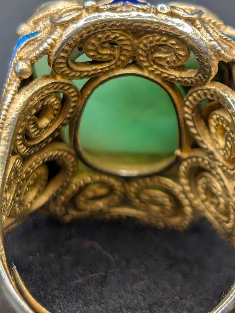 Jade Butterfly Carved Sterling Ring