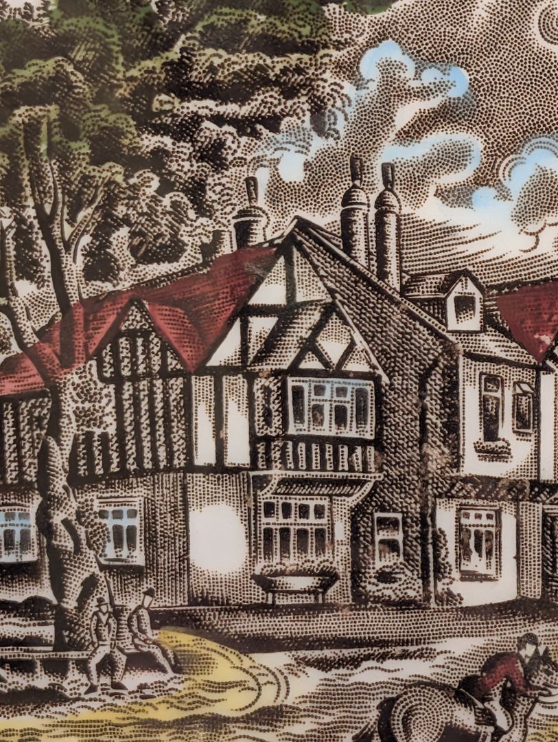 Grindley English country inns painted 7-in plate