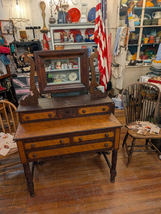 1850s mahogany and birds eye maple vanity