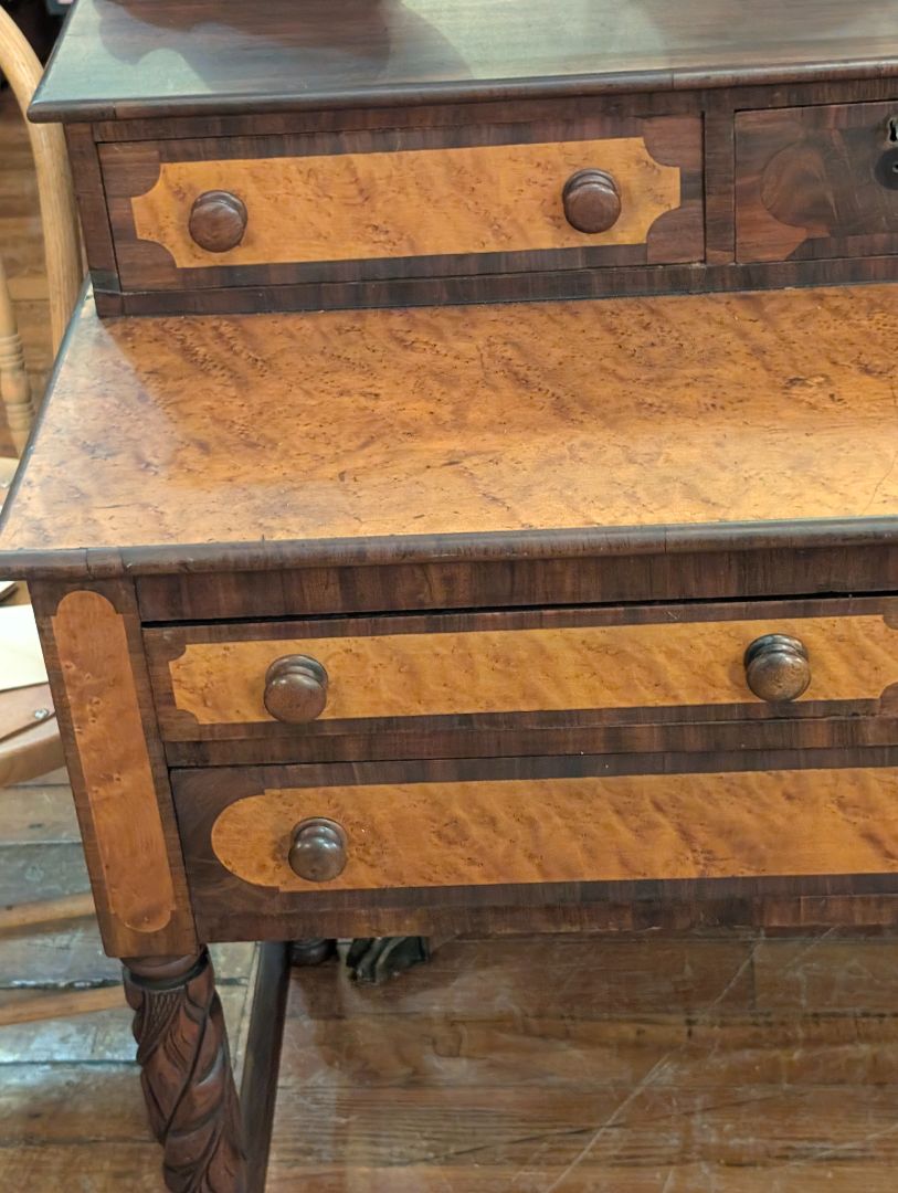 1850s mahogany and birds eye maple vanity