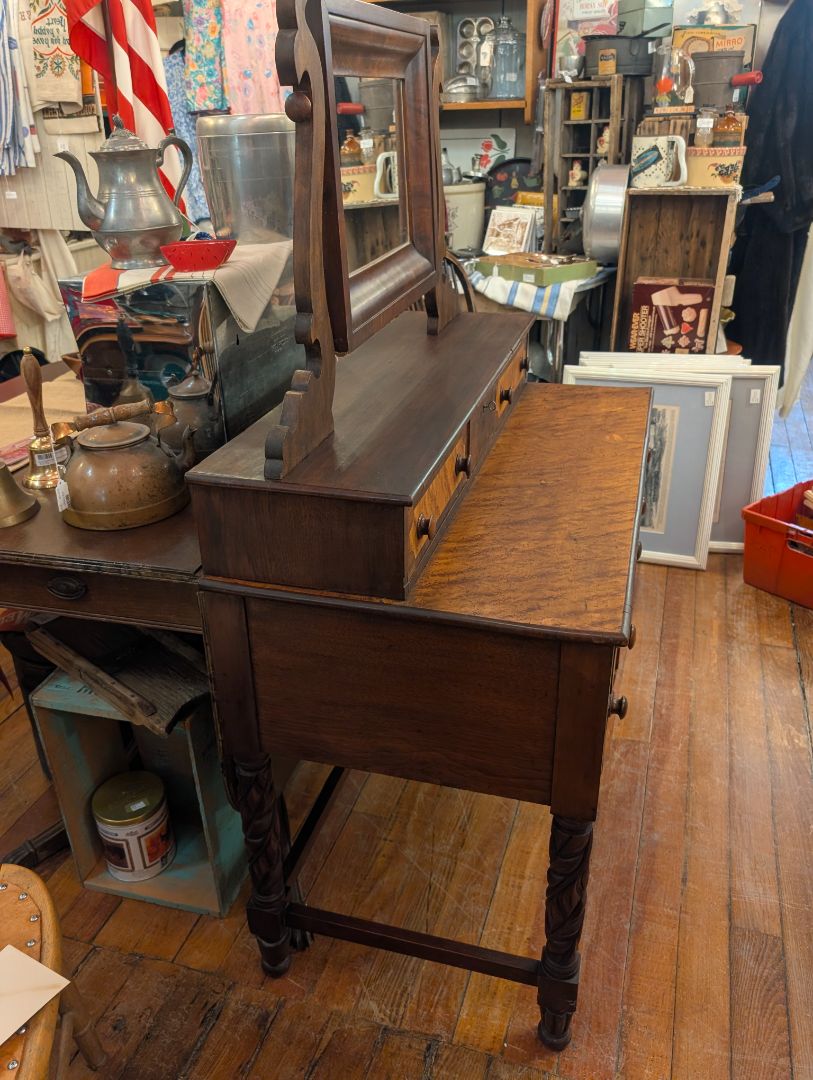 1850s mahogany and birds eye maple vanity